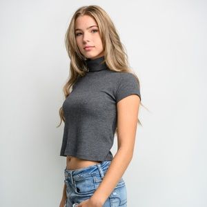 Brandy Melville John Galt Ribbed Mock Neck Top